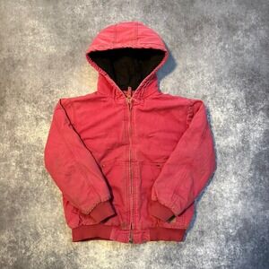 Berne Youth Large Raspberry Pink Hooded Canvas Work Jacket Coat 14-16